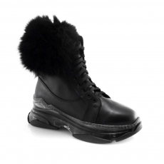 черные  женские зимние ботинки